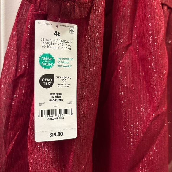 NWT 4T Carter's Kids Burgundy Holiday Dress with Gold Metallic Accents - Picture 4 of 4